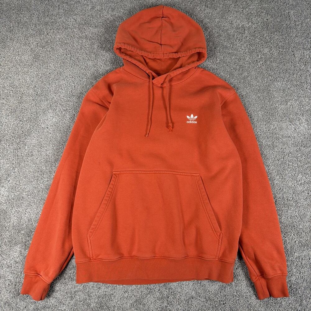 Adidas Originals Hoodie Mens L Rust Red Essentials Trefoil Pullover Sweatshirt